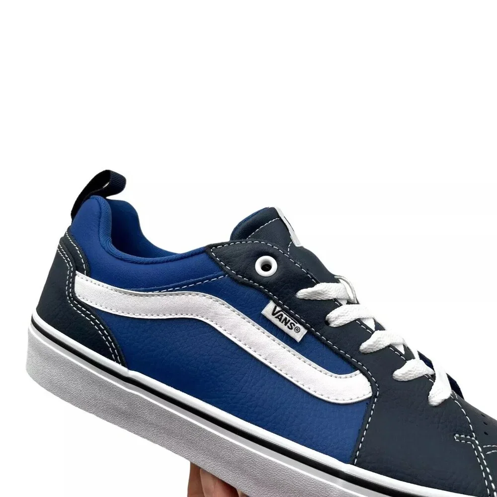 Vans Filmore Men's Casual Leather Sneaker Size 10 Navy -Royal Blue Lace up Shoes